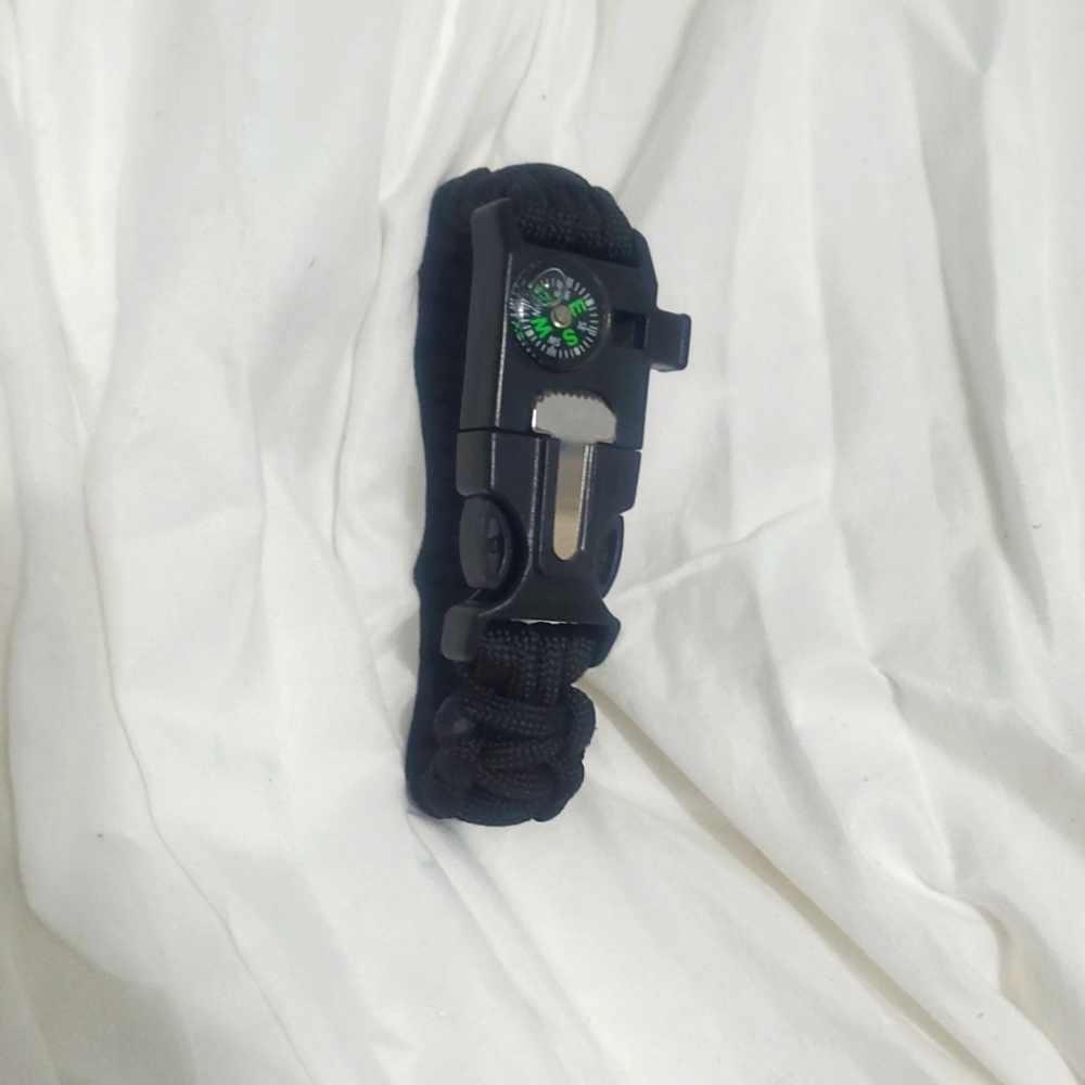 Tactical Paracord Survival Bracelet with Compass‎ Whistle Blade Camping Hiking